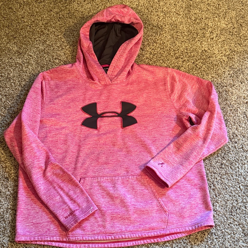 Under Armour Heathered Pink Hoodie with Black Logo